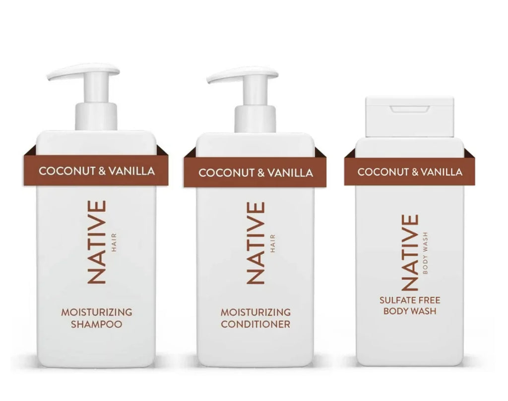 Coconut and Vanilla Sulfate Free Shampoo, Conditioner, and Body Wash Bundle
