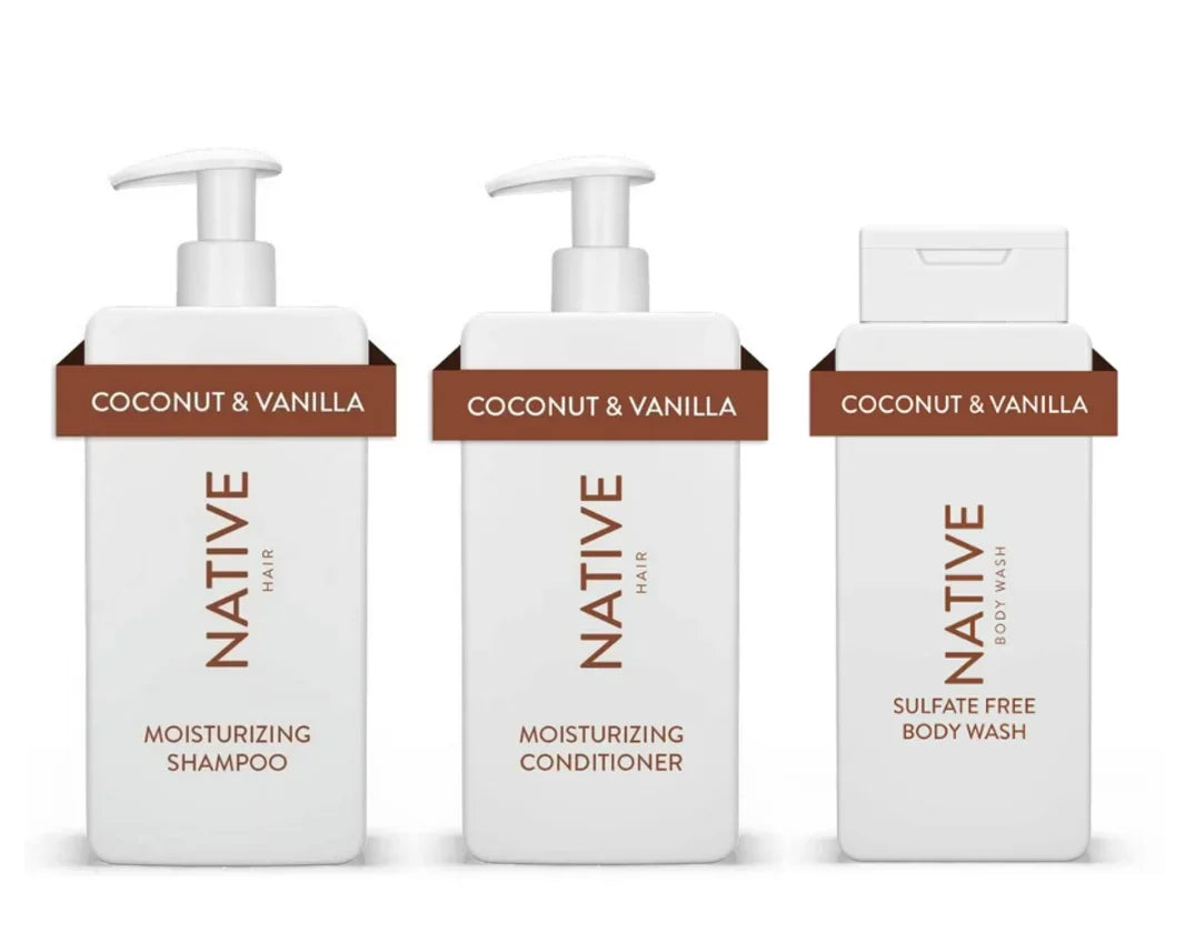 Coconut and Vanilla Sulfate Free Shampoo, Conditioner, and Body Wash Bundle