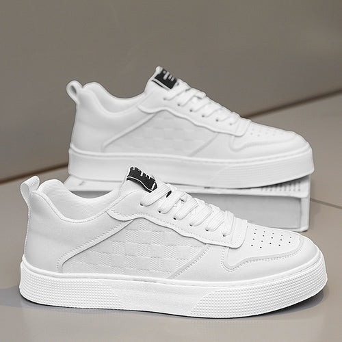 Casual Lace-Up Sneakers Men Fashion Breathable Plaid Flats Shoes