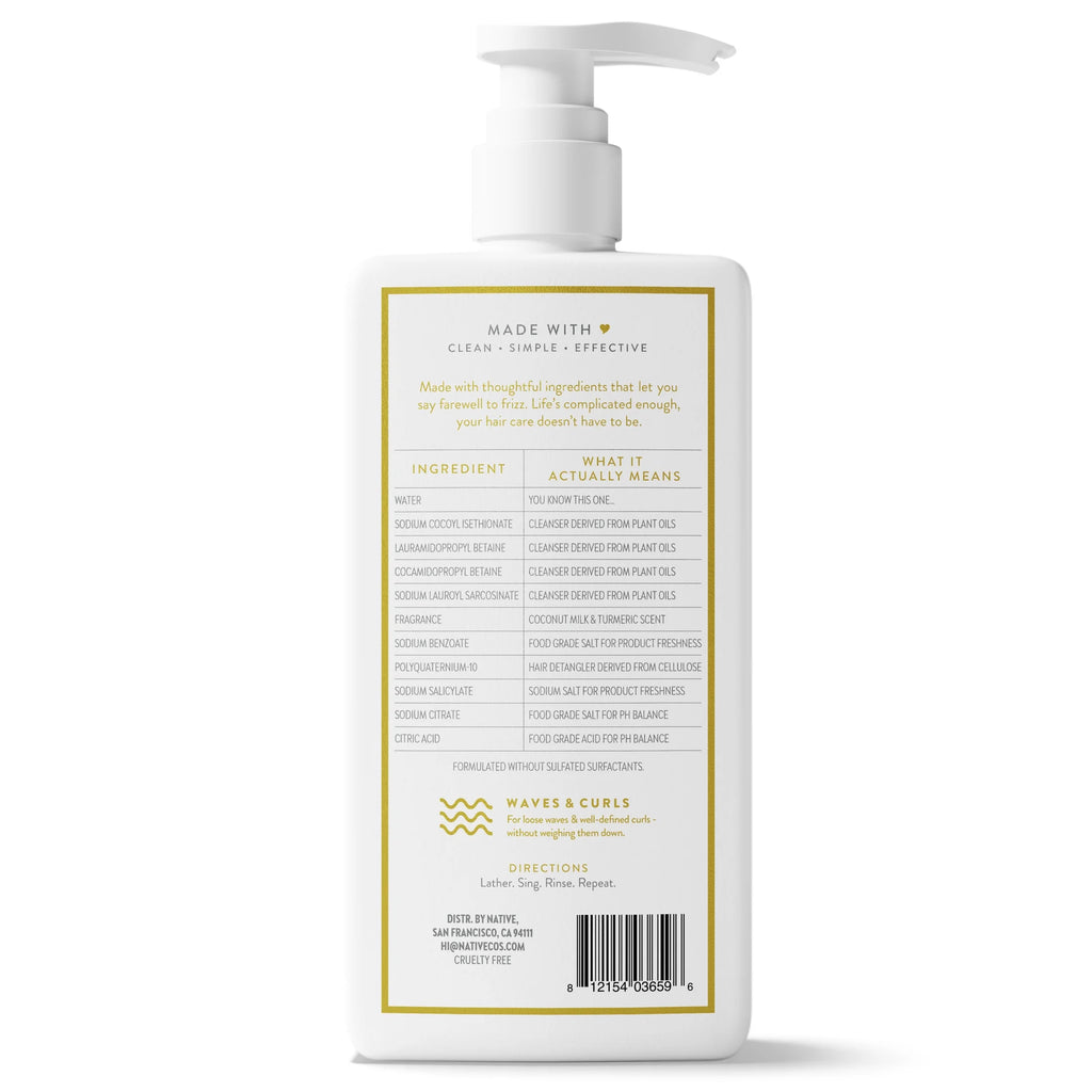 Curl Care 2-In-1 Mens Shampoo and Conditioner Coconut Milk and Turmeric 16.5 Fl Oz