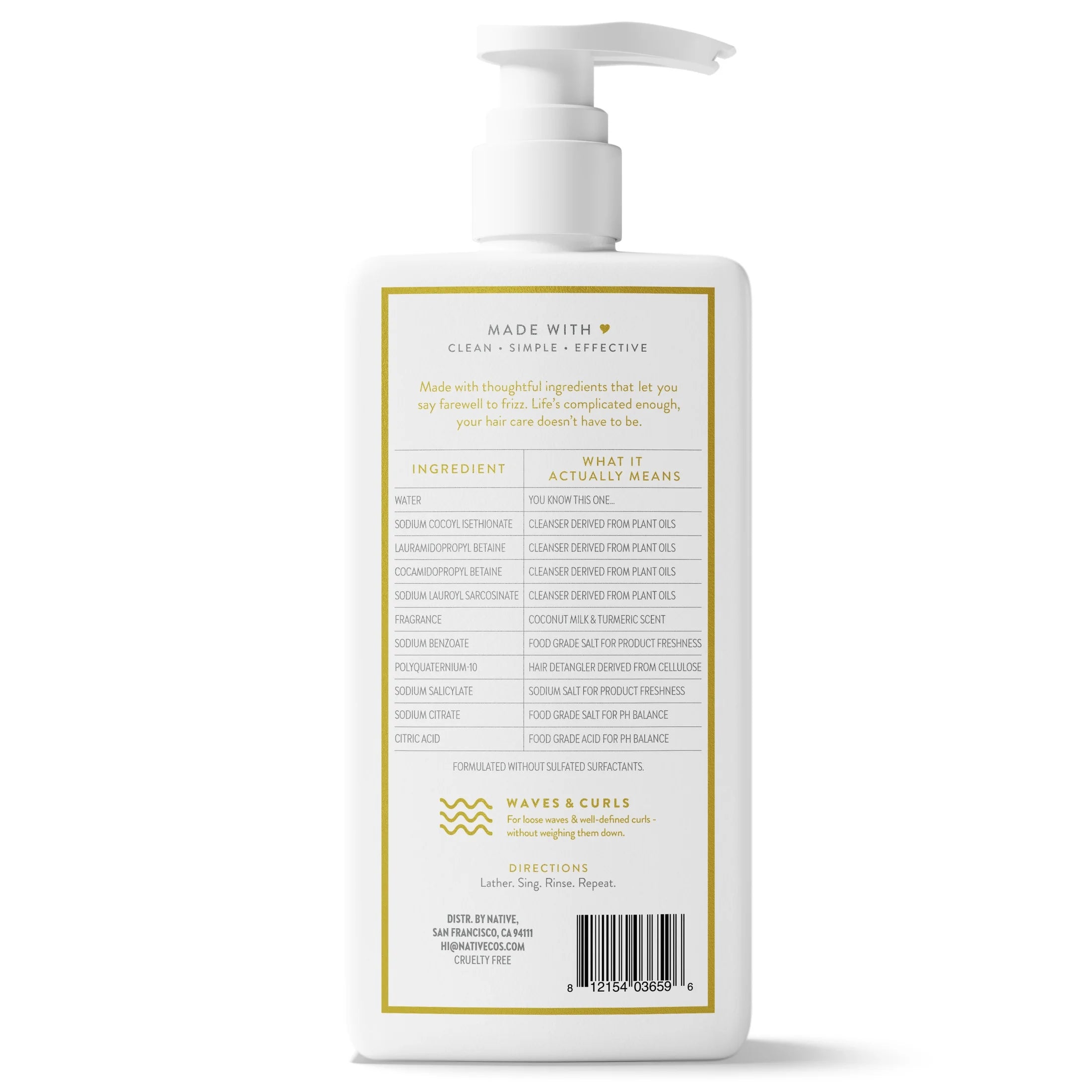 Curl Care 2-In-1 Mens Shampoo and Conditioner Coconut Milk and Turmeric 16.5 Fl Oz